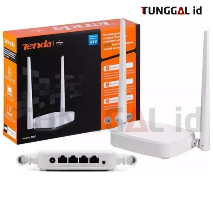 Tenda N301 Wireless Router Repeater AP WISP Extender Wifi 2 Antena