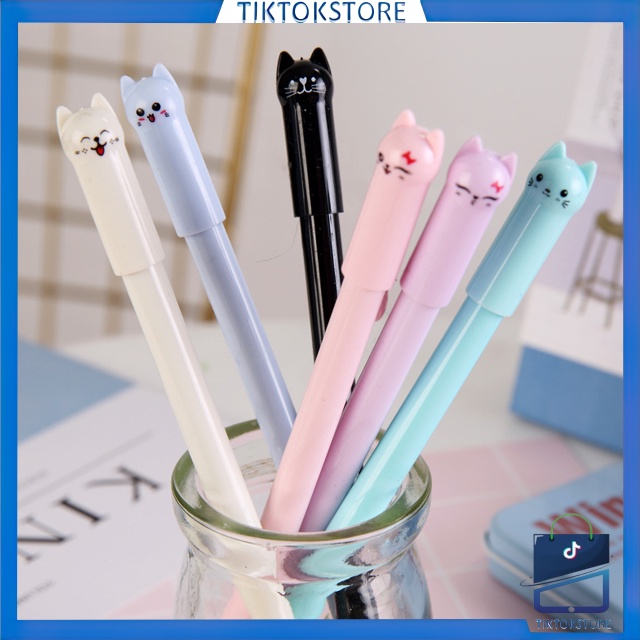 TIKTOK - D6133 Pena Karakter Kucing Lucu / Pena Karakter Meow S5615 / Bolpen Motif Kucing / Pulpen gel Karakter Kucing