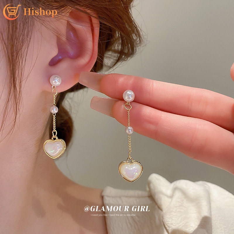 Anting Tetes Mutiara Hati Korea Rumbai Stud Earing Untuk Aksesoris Perhiasan Fashion Wanita