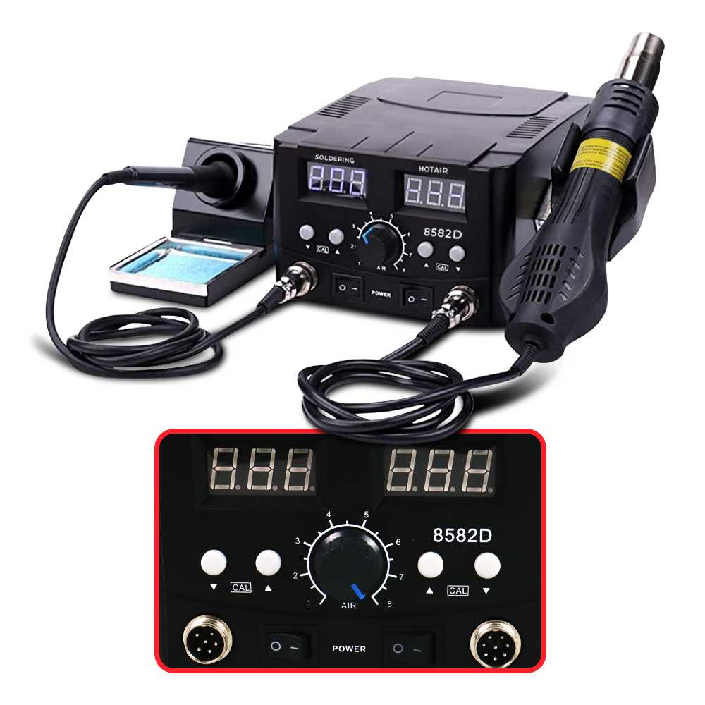 Mypovos Soldering Station 2 in 1 Solder + Hot Air Heat Gun 750W - 8582D