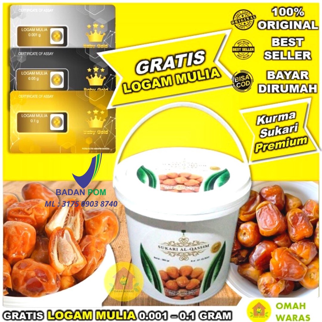 

KURMA SUKARI EMBER AL - QASSIM 850 GRAM GRATIS EMAS KURMA SUKARI PREMIUM ASLI