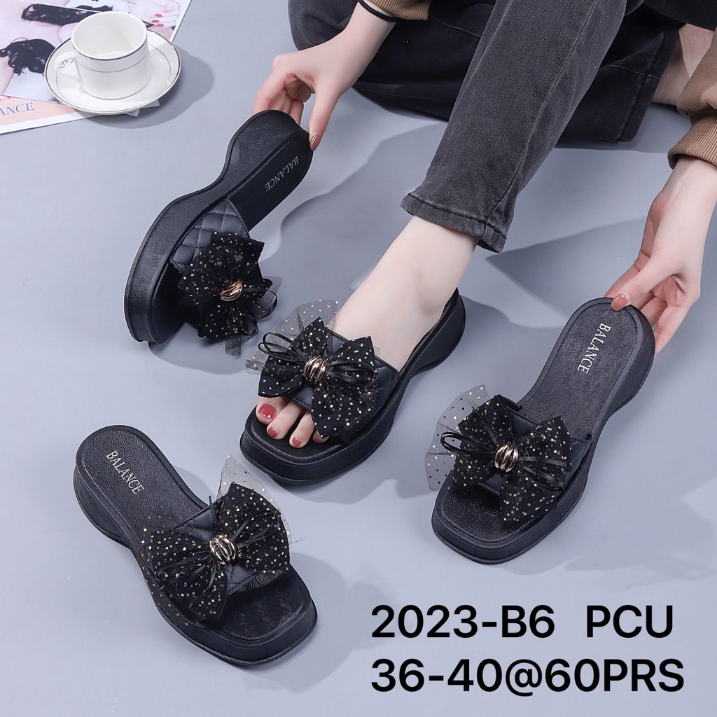 Sandal Selop Wanita 2023 B6 Karet Import Motif Pita AntiAir Awet SDLWW