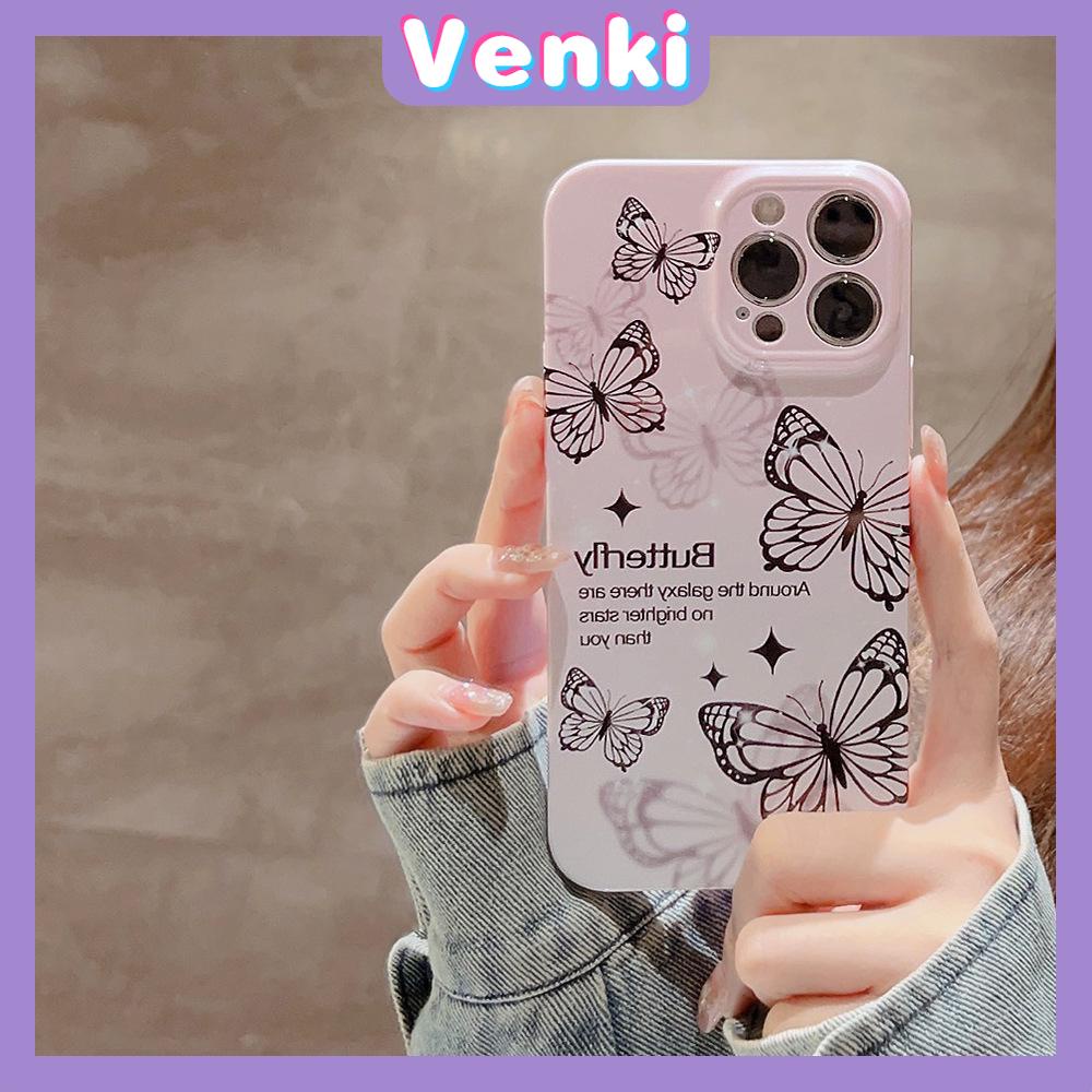 Venki - For iPhone 11 iPhone Case Black Glossy Soft Case TPU Shockproof Camera Cover Protection Butterfly Compatible with iPhone 14 13 Pro max 12 Pro Max xr xs max 7Plus 8Plus