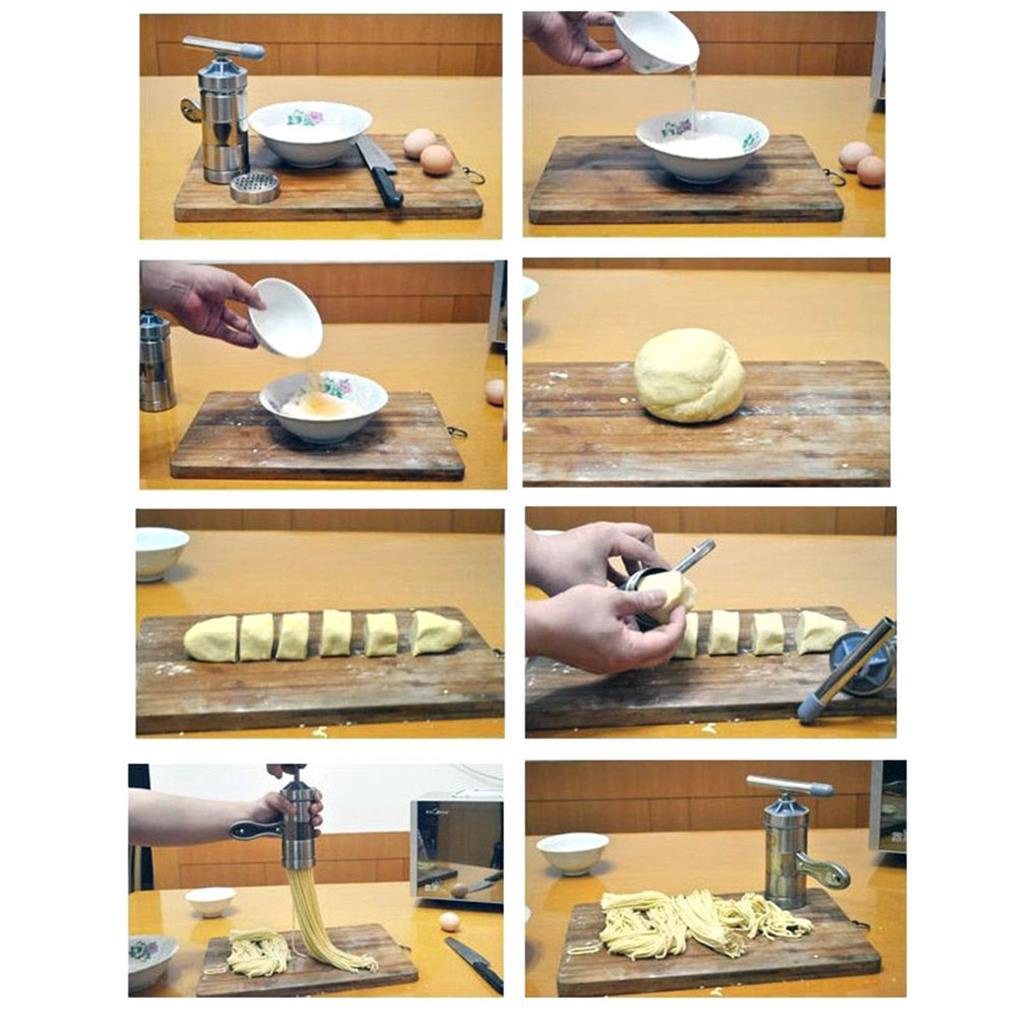 Alat Pembuat Mie Manual Stainless Steel Dengan 5cetakan Berbeda Mesin Pembuat Pasta Rumah Tangga