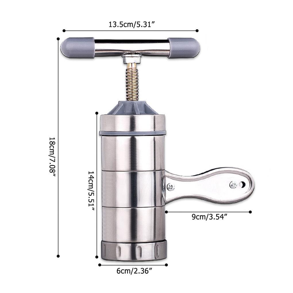 Alat Pembuat Mie Manual Stainless Steel Dengan 5cetakan Berbeda Mesin Pembuat Pasta Rumah Tangga