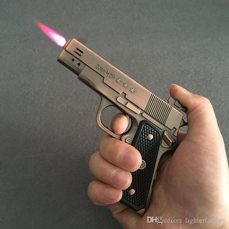 Korek Api Gas Model Pistol Rose Gold Baretta Revolver Gas Unik