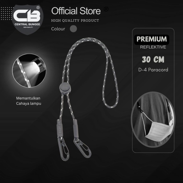 Kalung masker Strap masker Reflektif Central Bungee Premium