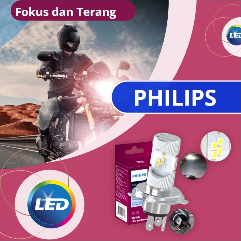 LAMPU LED DEPAN MOTOR PHILIPS M5  LED 2 SISI ORIGINAL 100% MLK