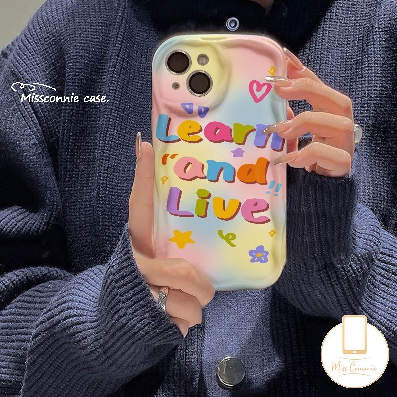 IPHONE Casing Belakang Kartun Bintang Huruf Warna-Warni Kompatibel Untuk Iphone11 14 12 13 Pro Max7 8 6s 6 Plus XR X XS Max SE 2020 7Plus 8Plus 3D Wavy Curved Edge Shockproof Glossy Soft Cover