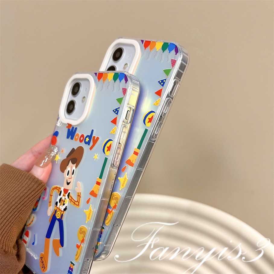 Compatible For IPhone 14 13 12 11 Pro Max X XR Xs Max 8 7 Plus SE 2020 Kompatibel Untuk Toy Story Kartun IMD Laser Gradiasi Ponsel Case TPU Lembut Shockproof Cover Pelindung