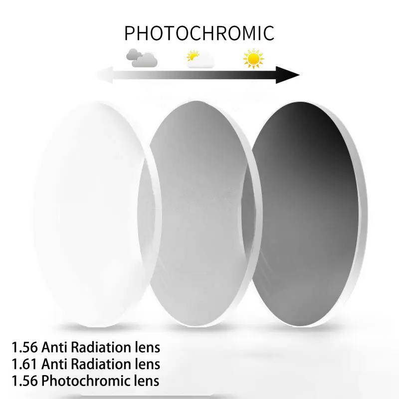 Index 1.56 Resin Resep Anti Radiasi Lensa Photochromic Myopia Grade Lensa Pengganti