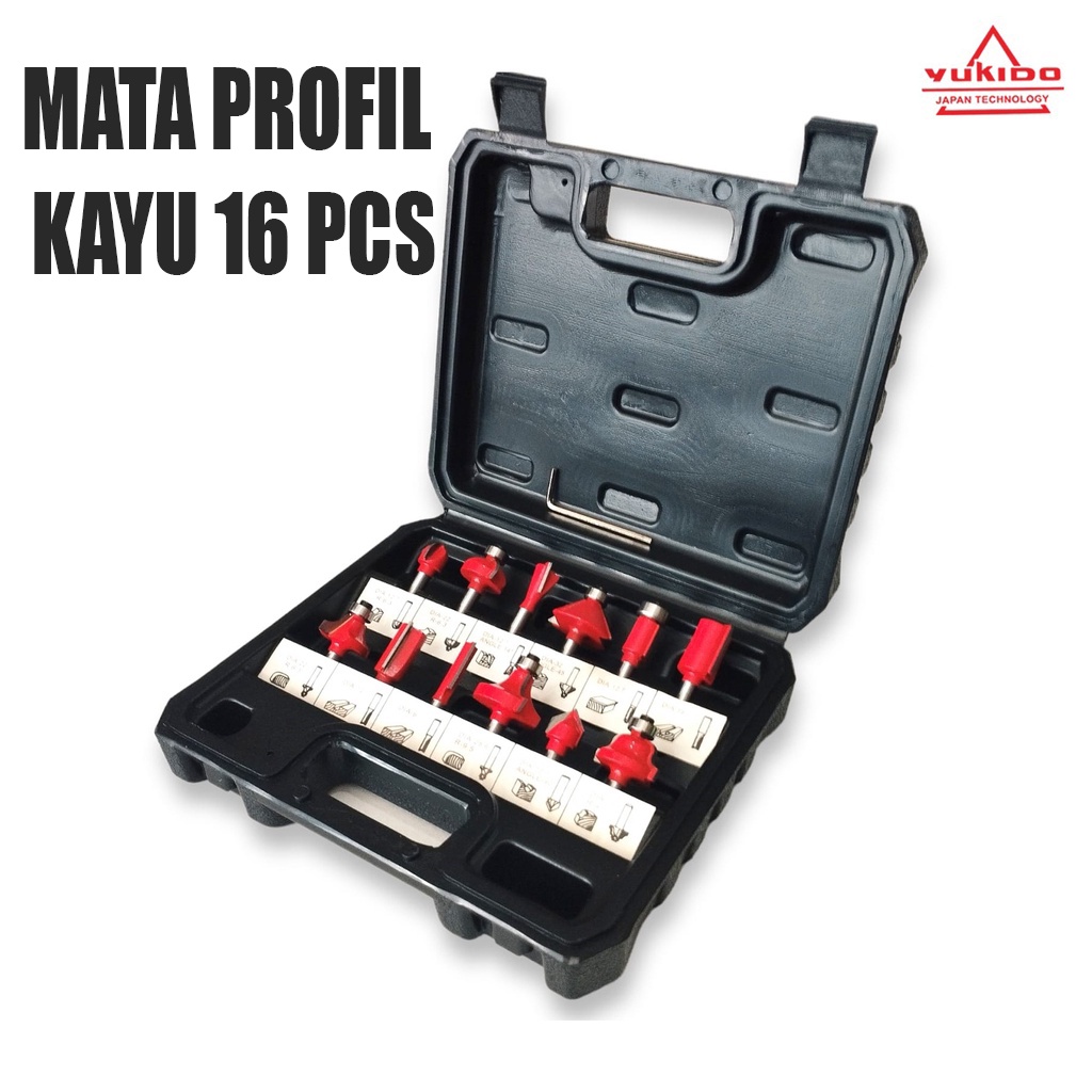 COD Mata Trimmer Set 12 pcs YUKIDO Mata Mesin Profil Router Kayu Free