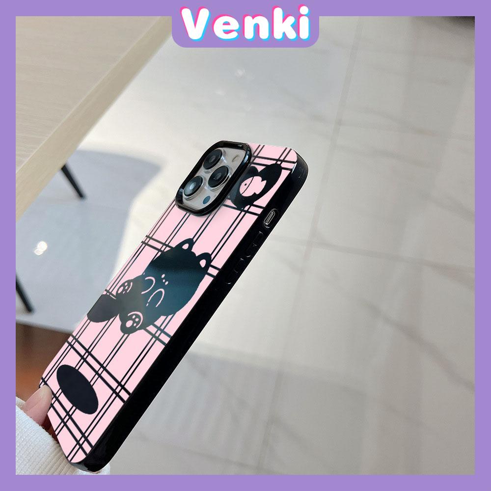 VENKI - For iPhone 11 iPhone Case Black Glossy TPU Soft Case Shockproof Protection Camera Cute Love Cat Compatible with iPhone 14 13 Pro max 12 Pro Max xr xs max 7Plus 8Plus