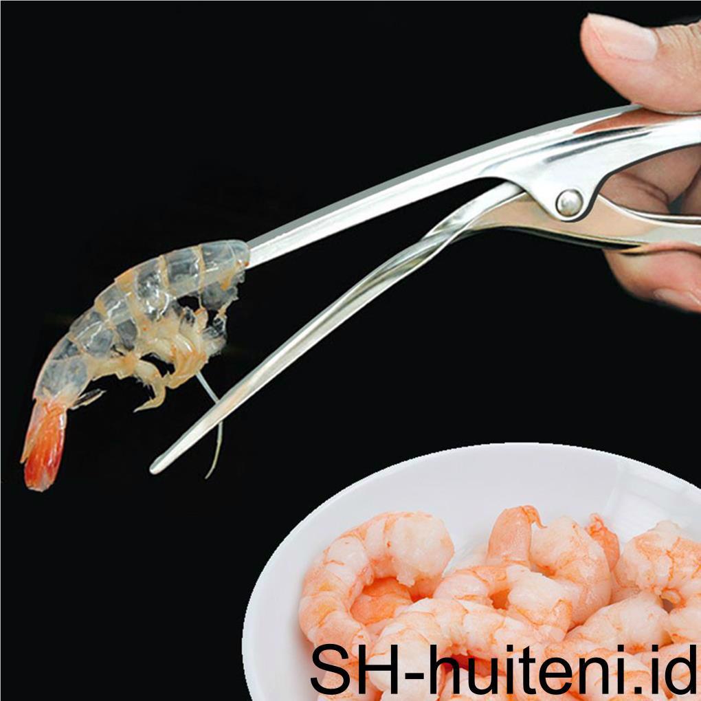 2pcs Alat Kupas Udang Praktis Stainless Steel Alat Deveining Udang Seafood Shell Udang Melengkung Peelers