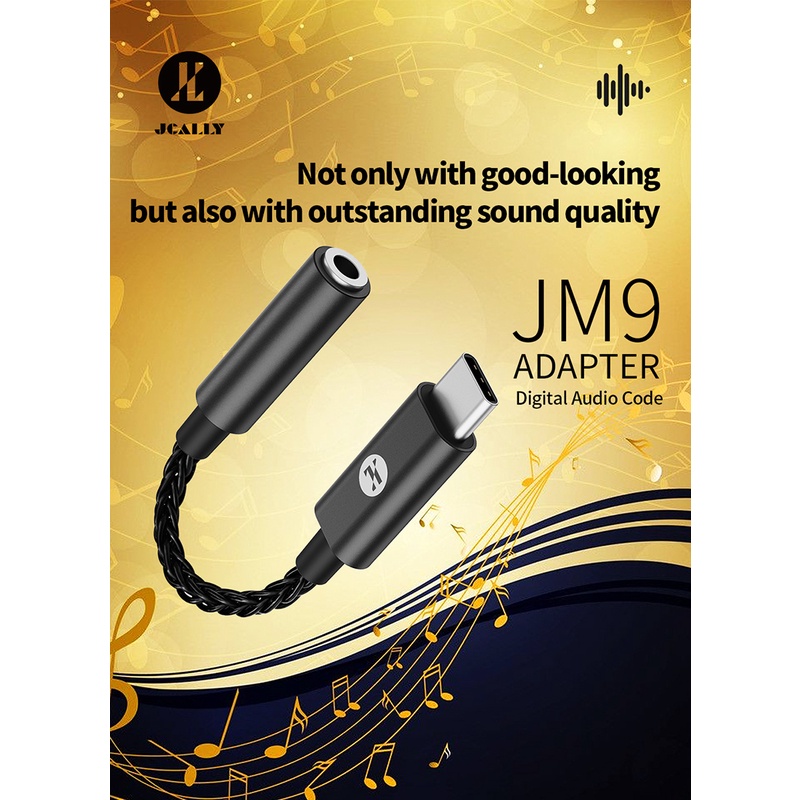 Jcally JM9 Type-C Ke 3.5mm Kabel Adaptor DAC Chip CS46L41 Untuk Android Hi-res Earphone Adapter Support PCM 384KHz/32bit Dan Telpon
