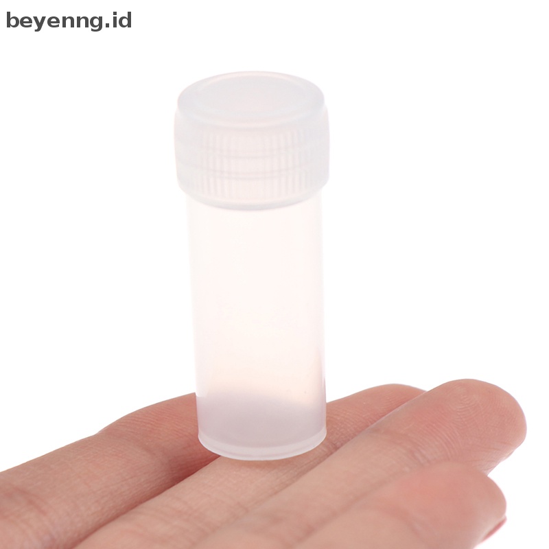 Beyen 100Pcs 5ml Tabung Reaksi Plastik Tutup Ulir Botol Untuk Perlengkapan Kimia Sekolah ID