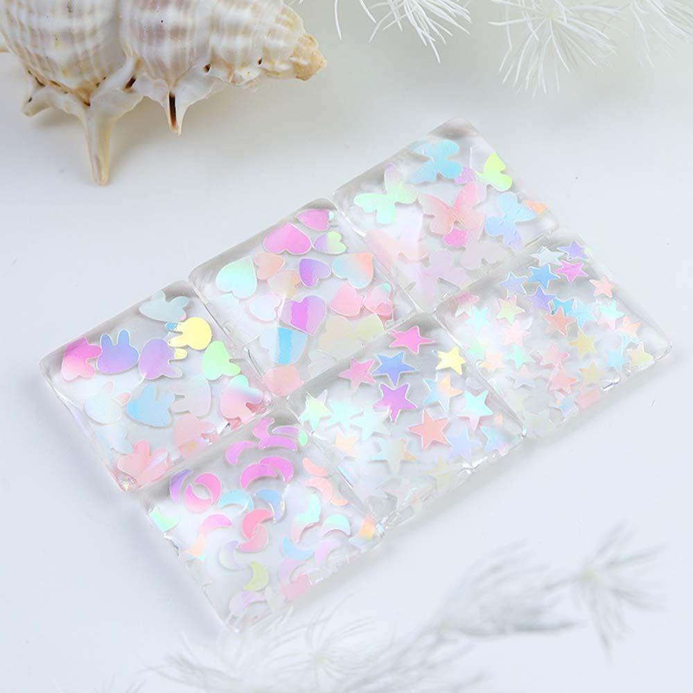 Sequin Kuku Agustina 12kisi Manikur Bahan Mermaid Butterfly Hiasan Bulu Mata Palsu Moon Manicure Accessories Rabbit Nail Decorations