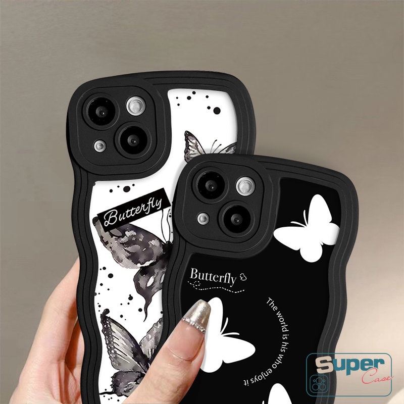 Untuk Oppo A17 A57 A77s A95 A77 A58 A55 A17K A78 A96 A16s A54 A12 A1k A7 A76 A53 A3s Reno 8T 8 7Z 6 8Z A15 A9 A5 A52 A16 A74 A5s A92 A16K A72 Fantasy Kupu Wavy Edge Sarung Soft Cover