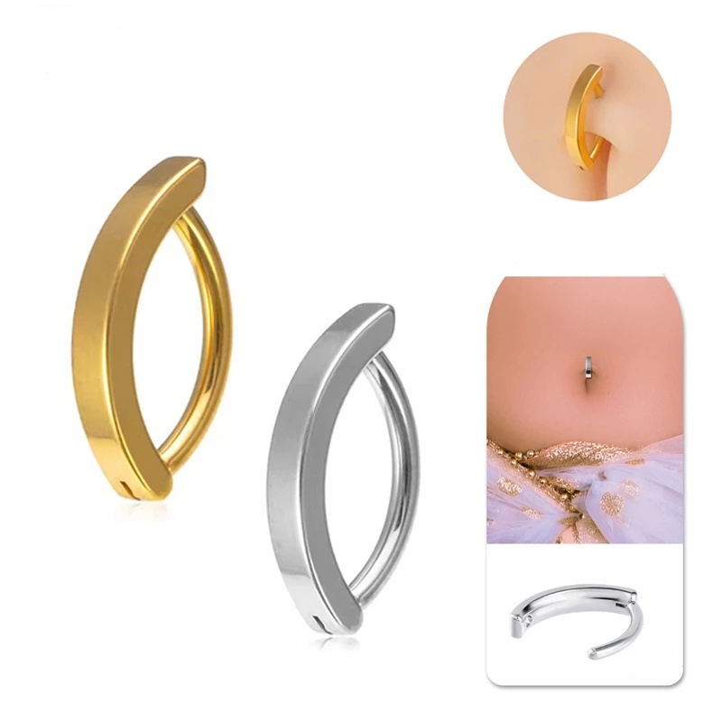 Wanita Fashion Stainless Steel Glossy Piercing Perut Kancing Cincin Kepribadian Logam Hypoallergenic Pusar Tombol Rings Aksesoris Perhiasan Tubuh