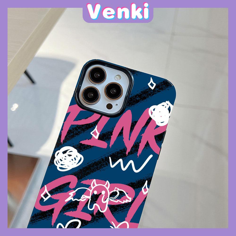 VENKI - For iPhone 11 Phone Case Black Glossy TPU Soft Case Shockproof Protection Camera Graffiti Simple English Compatible with iPhone 14 13 Pro max 12 Pro Max xr xs max 7 8 Plus