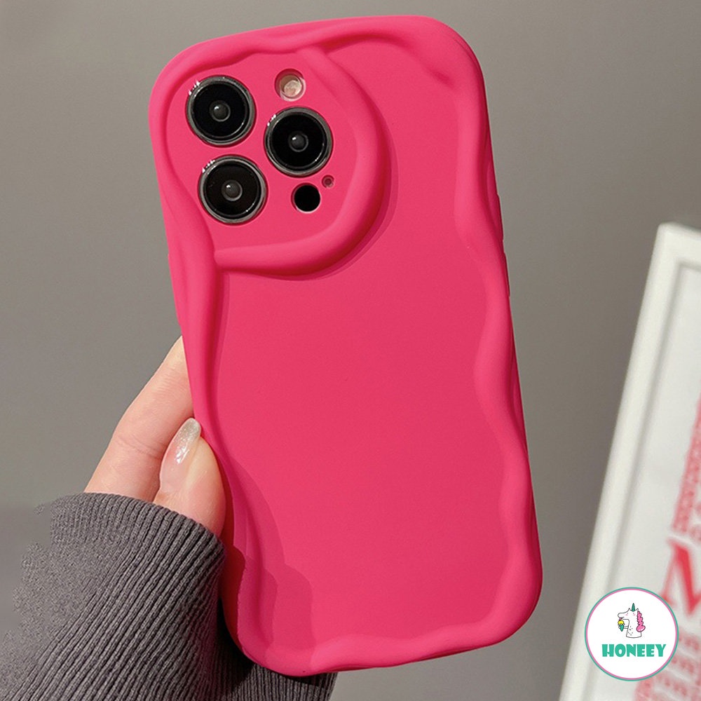 IPHONE Fashion Rose Warna Merah Gelombang Pola Casing Ponsel Kompatibel Dengan Iphone14 13 12 11 Pro Max X XS XR Silikon Lembut Shockproof Back Cover