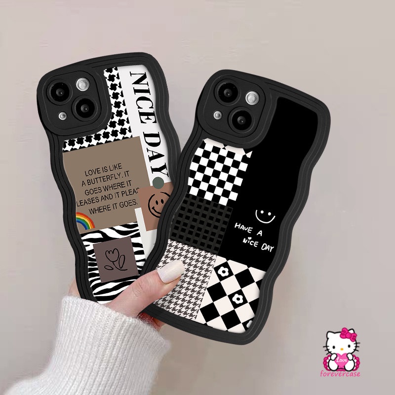 Untuk Redmi A1 9C 9 9T 10C A1+12C 9A 10 10A Note 11 11s 10 Pro 9s 8 10s 9poco X3 NFC Pro M3 Mi 11T Pro Lembut Bergelombang Tepi Diamond Smiley Houndstooth Pola Kisi Splicing Case