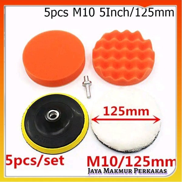 Alat poles compon wax aksesoris mesin poles 5 inchi 5 pcs wool poles bodi mobil spon poles body spon
