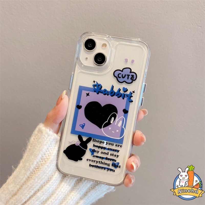 IPHONE Casing Kompatibel Untuk Iphone14 13 12 11 Pro Max X Xr Xs Max8 7 6 6s Plus SE 2020 Fashion Graffiti Hati Cinta Pasangan Ponsel Case Kamera Perlindungan Bening Lembut TPU Silicon Back Cover