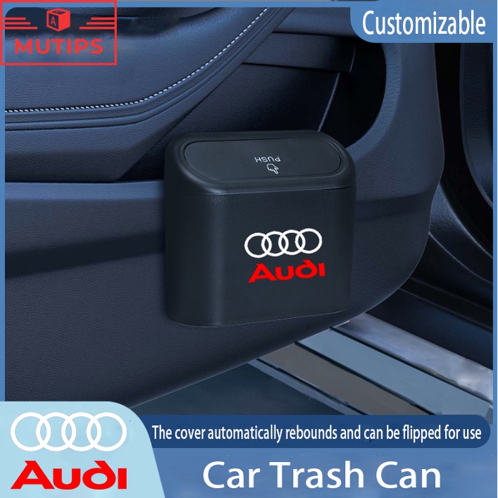 Audi Tempat Sampah Mini Portabel Mobil Gantung Tutup Flip Dustbin Back Seat Waterproof ABS Kotak Penyimpanan Organizer Untuk mk2 A5 A4 B7 B8 B5 A6 C7 C6 A3 8l A1 Q5 TT Q7 Q3 Q2 E-tron