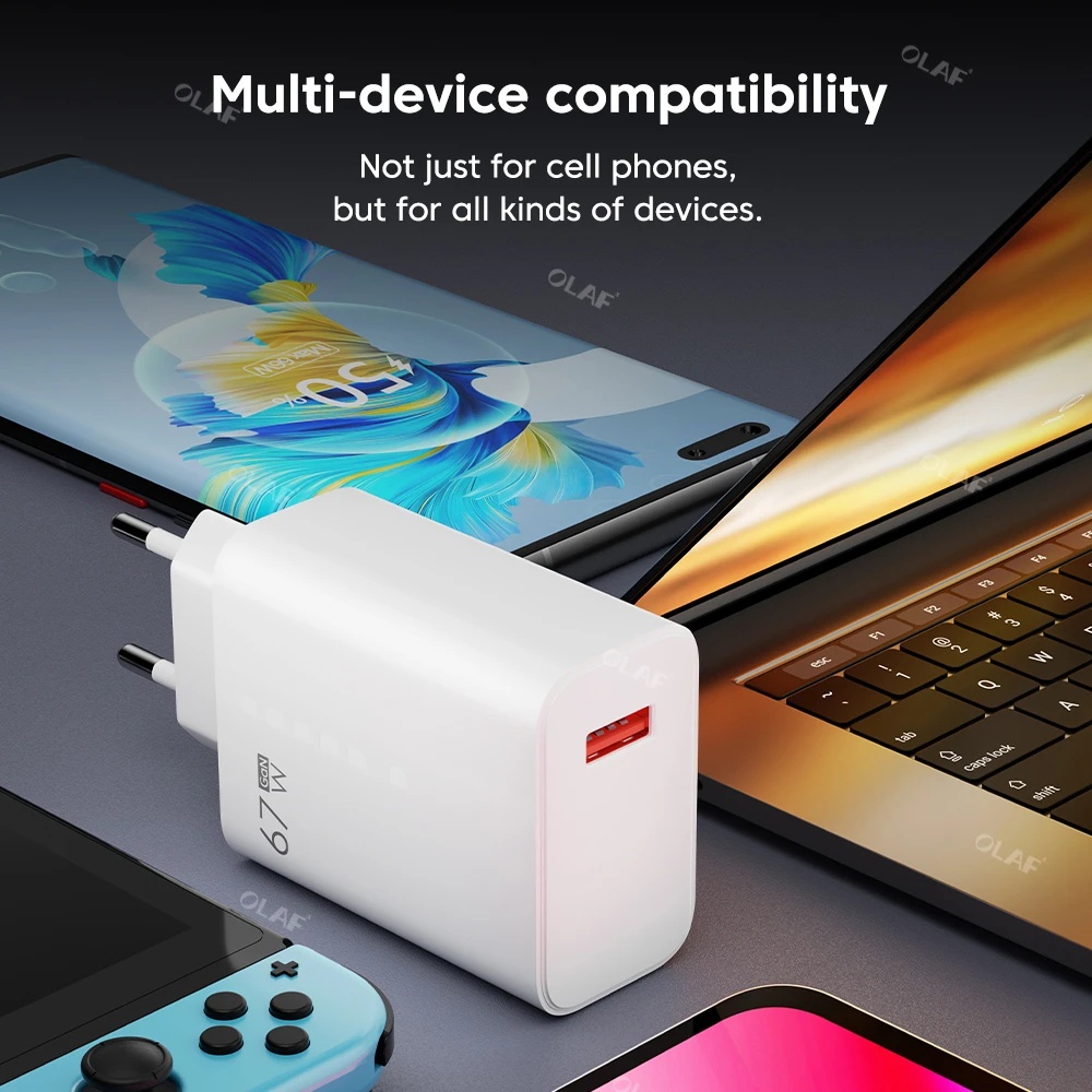 Eu &amp; US &amp; UK Plug Adapter 67W Super Fast Charging Phone Charger Quick Charge Adapter Colokan Charger Dinding Portabel Untuk Xiaomi Series USB Type-C Adaptor Charger Ponsel