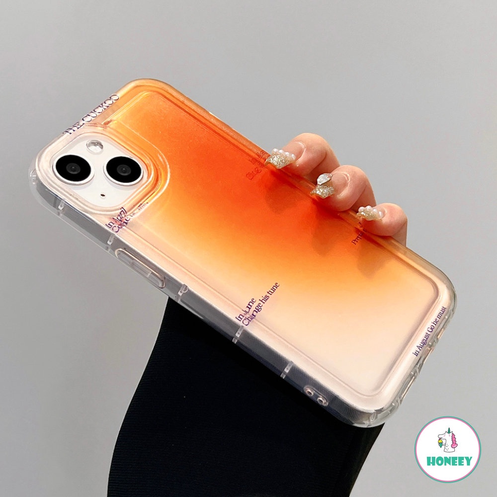 Fashion Gradient Orange English Phone Case Untuk iPhone 11 Pro Max13 14 12 Pro Max XS XR 6 7 8 Plus Shockproof Lembut TPU Cover Pelindung