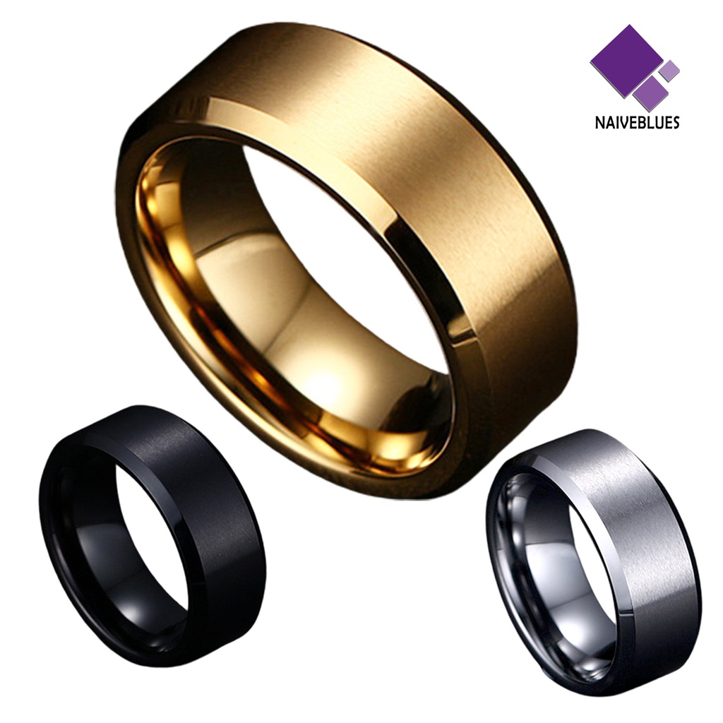 &lt; Naiveblues &gt; 8mm Cincin Unisex Kasual Warna Solid Tidak Mudah Aksesoris Cincin Kenyamanan Untuk