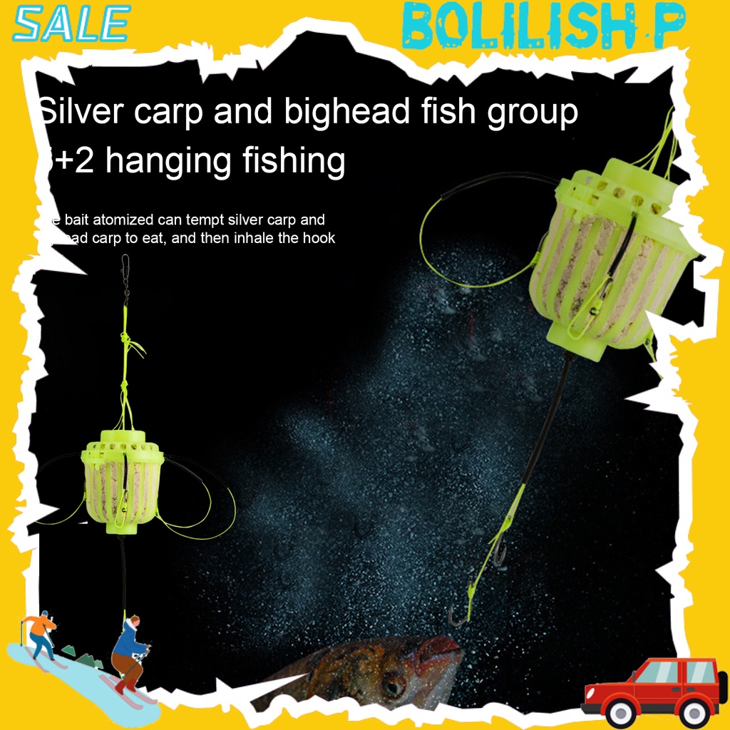 Bo-kurung Umpan Mancing Dengan 7kait Fluorescence Fishing Lure Cage Trap Carp Spherical Explosion Hooks Tackle