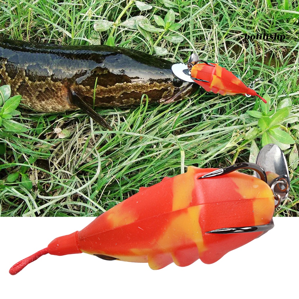 Bo-bionic Umpan Tajam Kait Kait Ganda Efisien Kekuatan Tinggi Penampilan Realistis Memancing Fleksibilitas Tinggi Mata 3D Thunder Frog Fishing Lure Untuk Nelayan