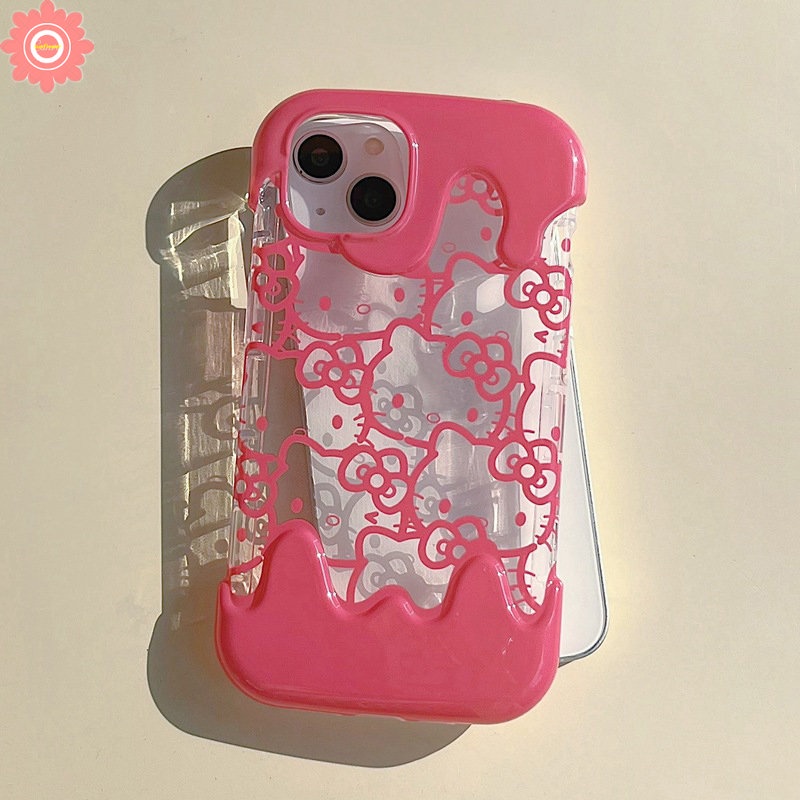 IPHONE Kartun Lucu Hello Kitty 3D Ice Cream Case Kompatibel Untuk Iphone14 11 12 13 Pro Max7 8 Plus XR X XS Max SE 2020 7Plus 8Plus INS Korea Aesthetic Lembut Silicon Penutup Belakang