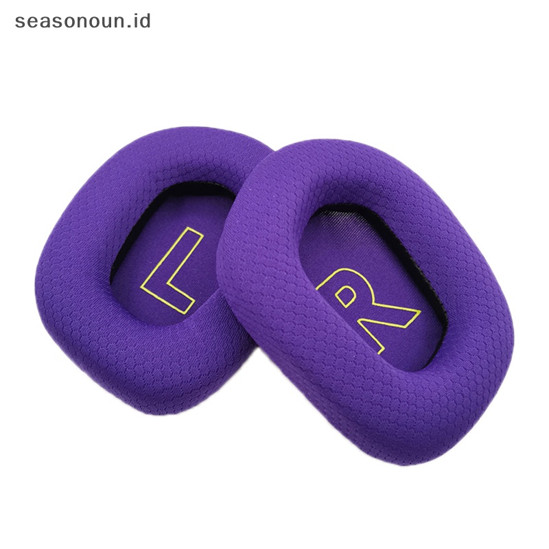Seasonoun Bantalan Telinga Busa Memori Pengganti Bernapas mesh earmuffs head beam cushion repair parts Untuk itech G733 G335.