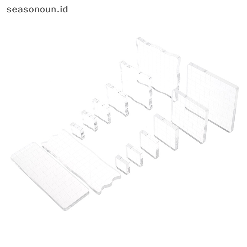 Seasonoun 7Pcs Transparan Acrylic Clear Stamp Block Pad Scrapbooking DIY Handmade Alat.