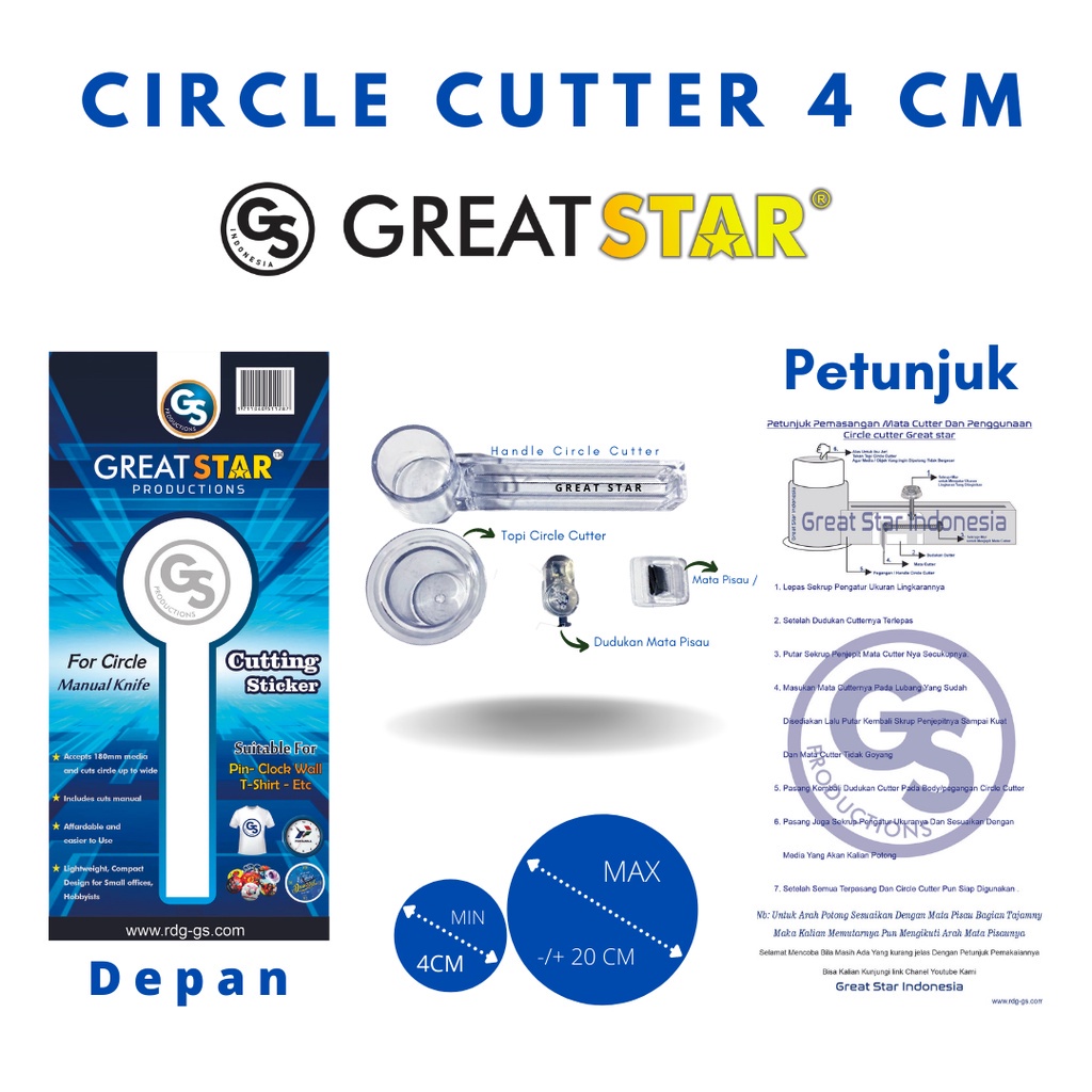 

CIRCLE CUTTER Alat Potong BULAT 4 CM(PACKING)KECIL (BONUS GANCI PB)
