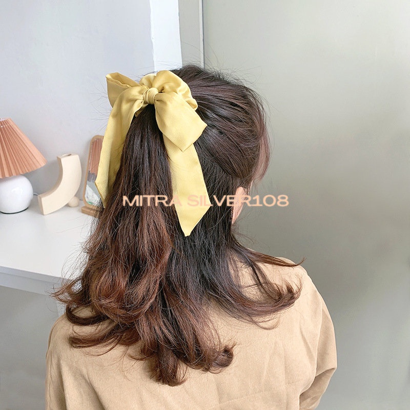 [MS108] KCR 07 - Ikat Rambut Model Scraf Warna Polos Gaya Korea Elegan | Aksesoris Fashion Wanita | Aksesoris Rambut Viral Model Terbaru | Kunciran Pita Impor Murah |IKAT Rambut Pita Satin Warna Polos Fashion Wanita Import / Ikat Rambut Satin