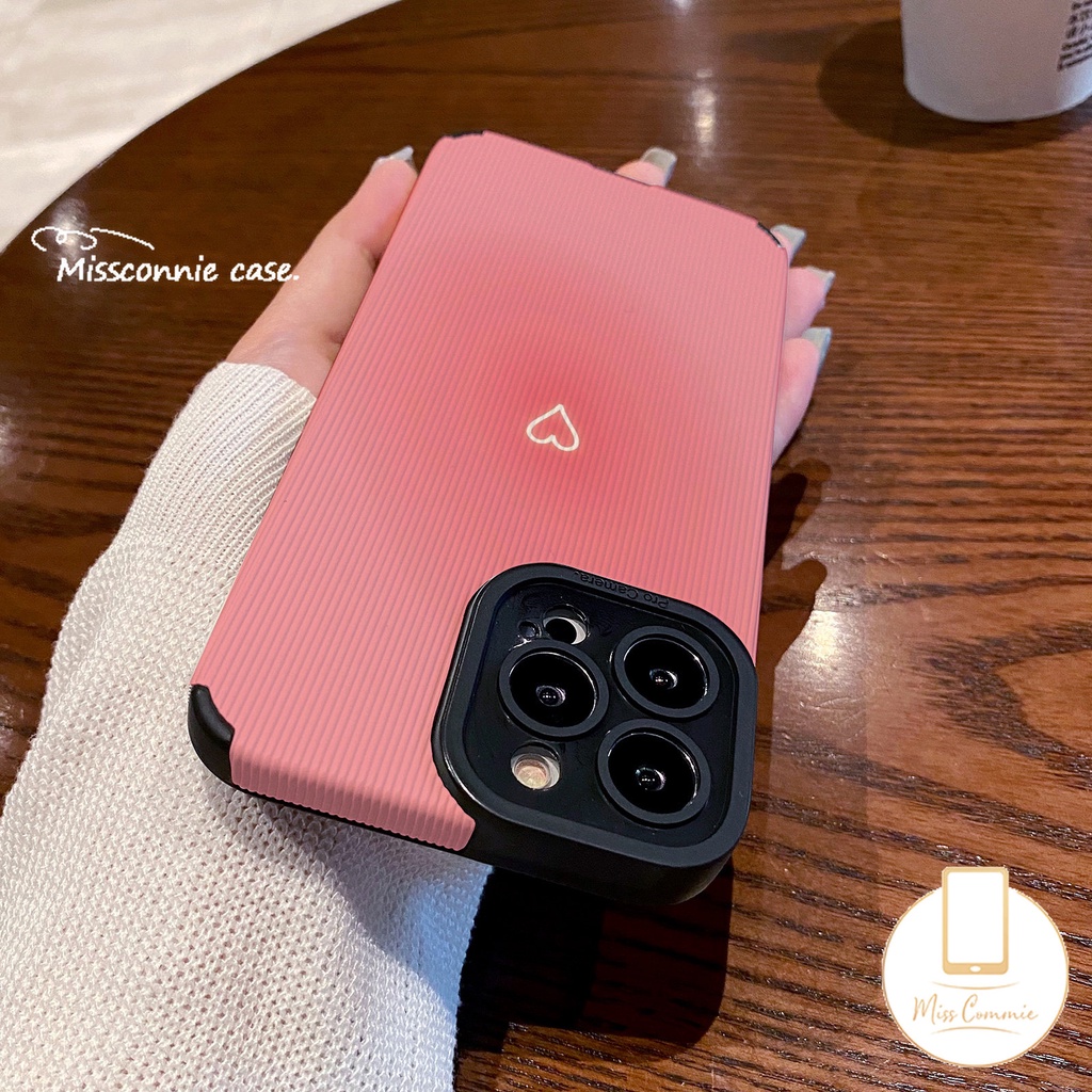 Pink Love Heart Phone Case Untuk iPhone 11 Pro Max X XR 78 Plus XS Max11 12 13 14 Pro Max Mewah Tekstur Kulit Shockproof Silikon Lembut Tpu Penutup Belakang