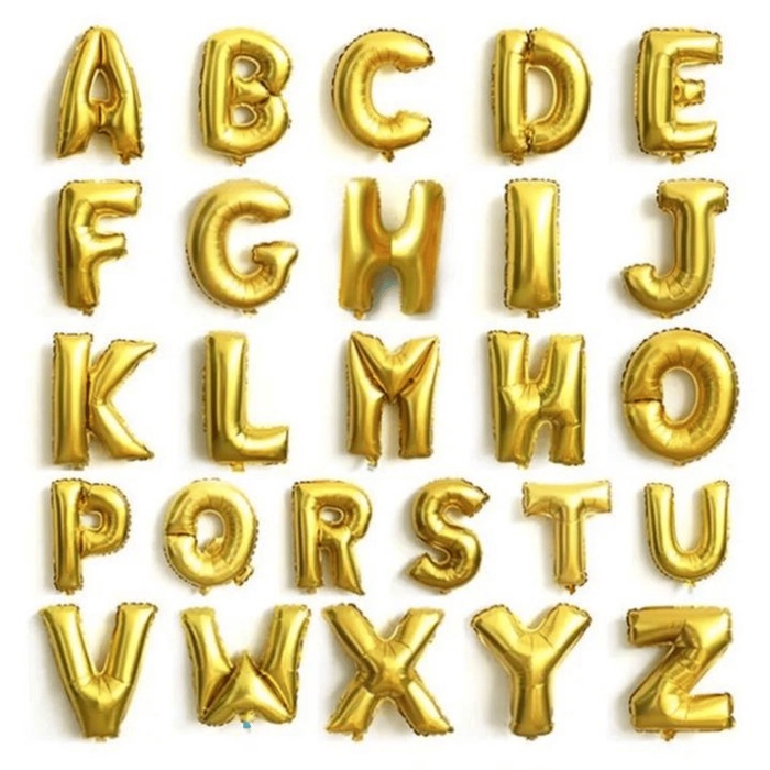 ENZ ® Balon Foil Huruf Abjad Alphabet Gold A-Z (1pcs) 1269 - B GOLD