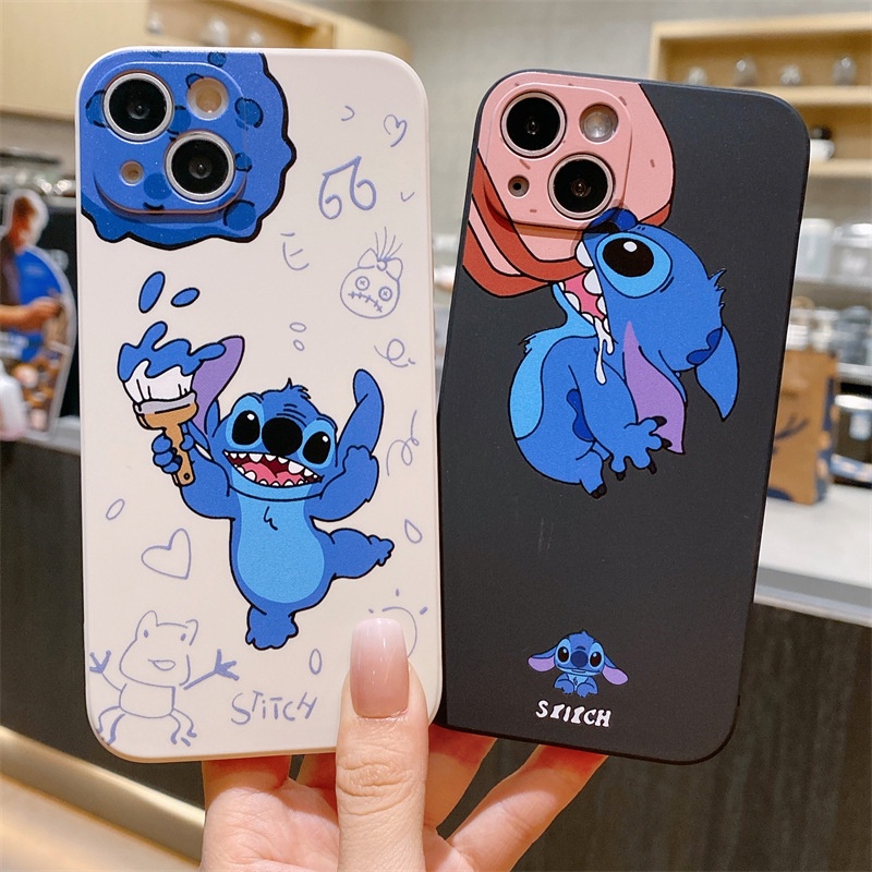 IPHONE Case TPU Cair Motif Kartun Disney Lilo &amp; Stitch Untuk Iphone14 13 12 11 Pro Max Mini XS X XR SE 6 7 8 Plus Soft Cover