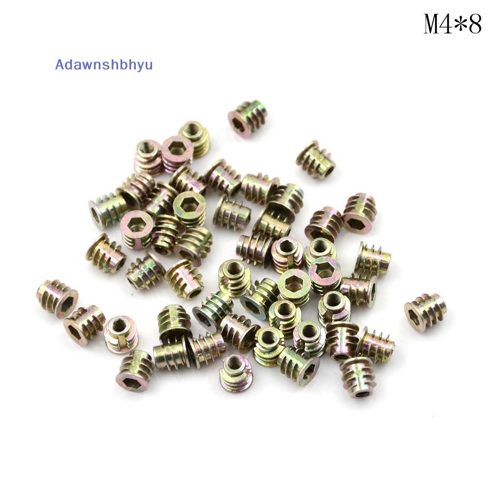 Adhyu 50Pcs M4 M5 M6 Zinc Hex Drive Head Screw Insert Nut Ulir Untuk ID Kayu