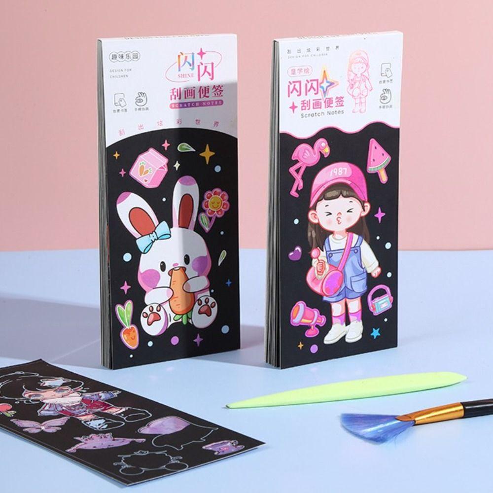 Mxbeauty Scratch Painting Book Portable Kids Arts Drawing Paper Kegiatan Pesta Tk Dewasa Magic Scratch Book