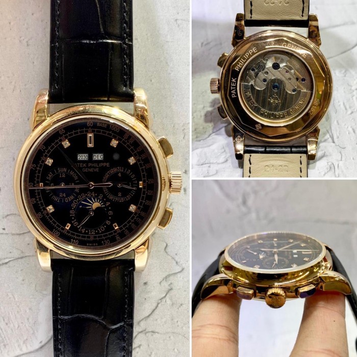 JAM TANGAN PRIA PATEK PHILIPPE  GMT PP MOONPHASE DIAMOND ROSE GOLD AUTOMATIC JAPAN