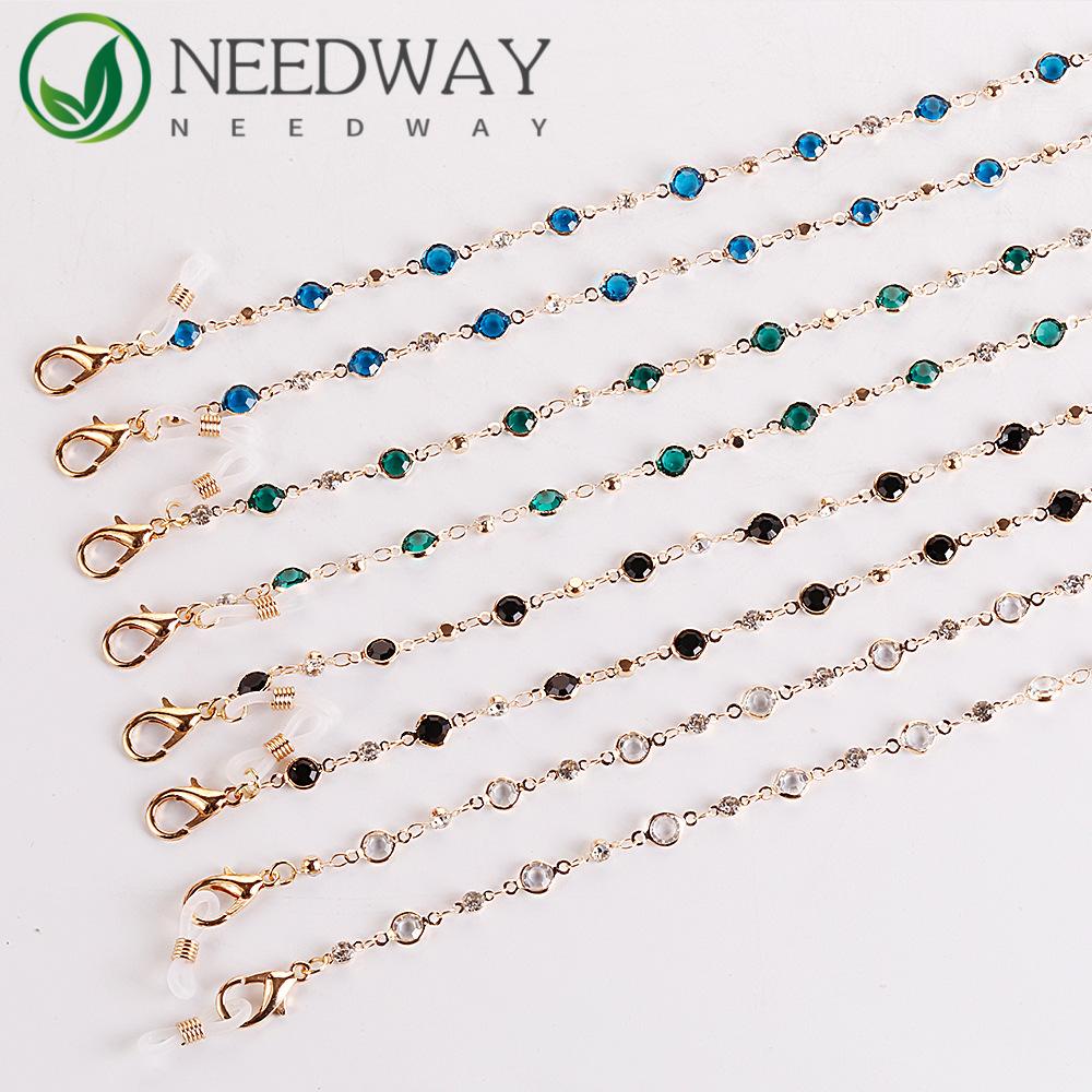 Needway   Rantai Kacamata Klip Kacamata Tali Leher Anti Hilang Tahan Tali Fashion Pria Rantai Manik Kristal