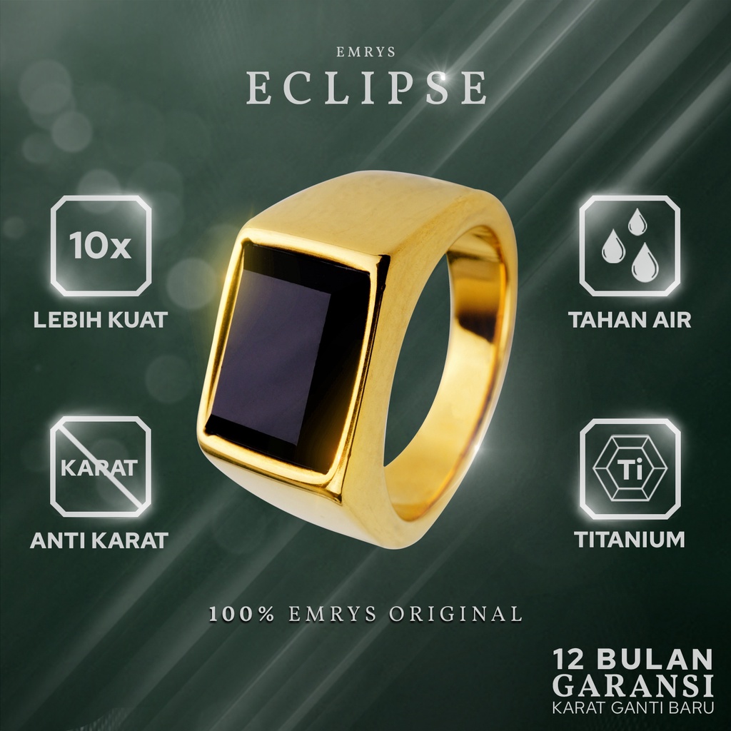 Emrys Premium Ring ECLIPSE Real Titanium Anti Karat Cincin Titanium Pria Wanita