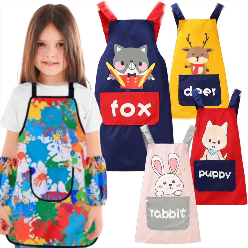 JM0086 Apron Anak Animal Celemek Anak Cooking Apron Painting Lukis Cover Balita Batita TK SD