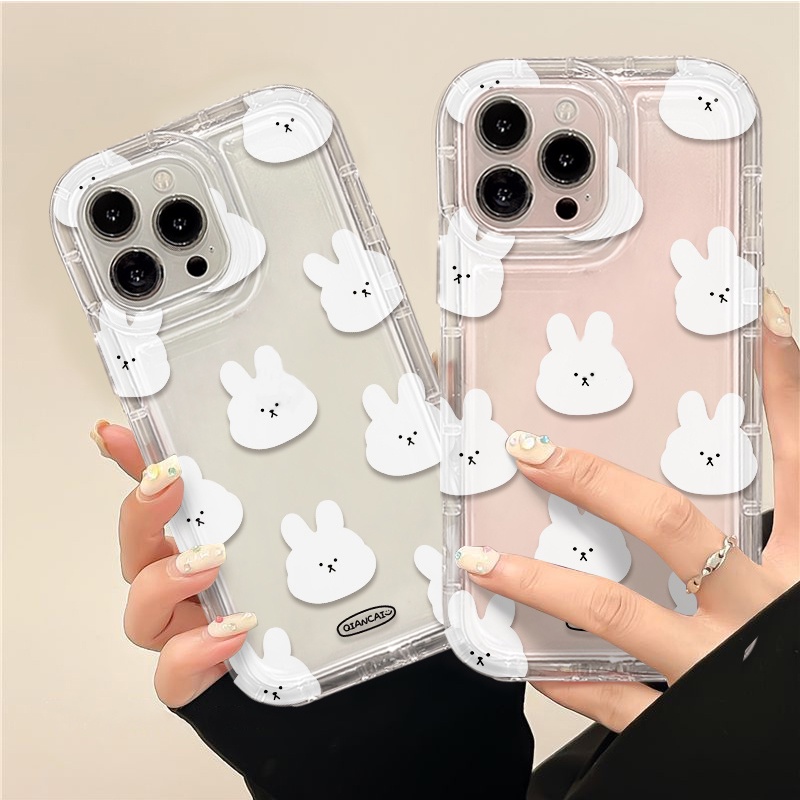 IPHONE Soft Phone Case Kompatibel Untuk Iphone14 13 11 12 Pro XS Max X Xr7 +8 Plus Kelinci Lucu Casing Transparan TPU Silikon Shockproof Cover