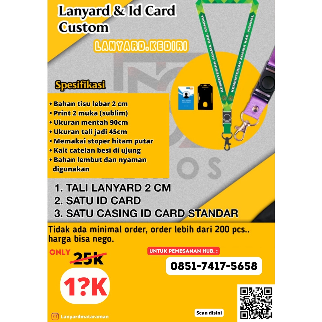 

Tali Lanyard Lengkap (Id Card+Wadah+Lanyard) Custom